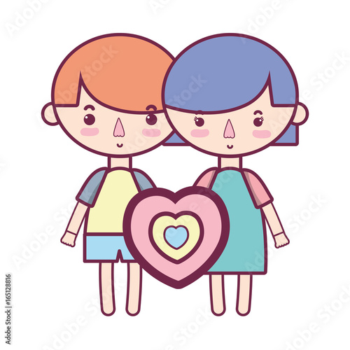 couple children with hairstyle and pijama clothes