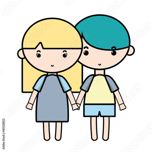 couple children with hairstyle and pijama clothes