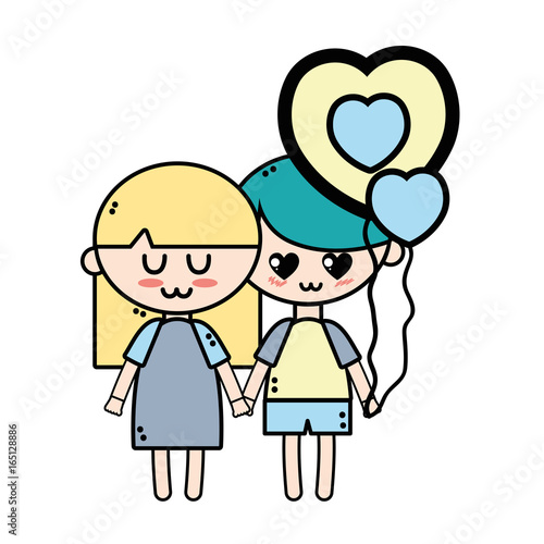 couple children with hairstyle and pijama clothes