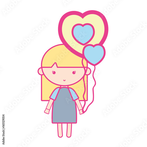 beauty girl with heart balloons and hairstyle design