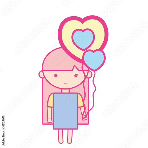 beauty girl with heart balloons and hairstyle design