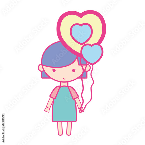 beauty girl with heart balloons and hairstyle design