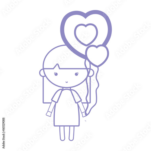 silhouette beauty girl with heart balloons and hairstyle design