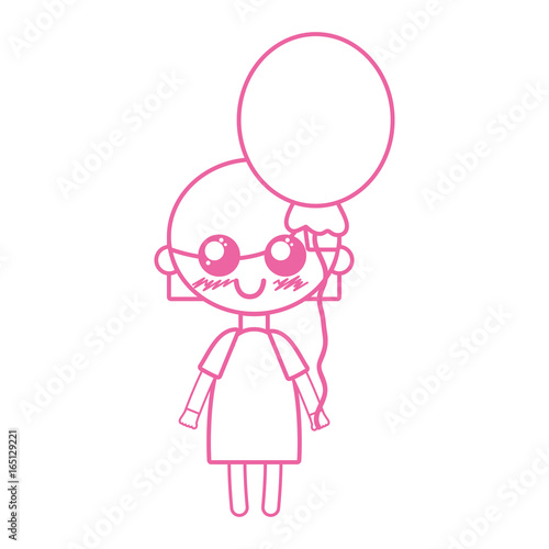 silhouette beauty girl with heart balloons and hairstyle design