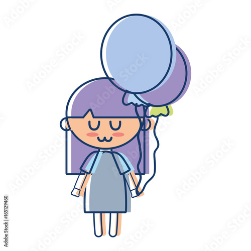 beauty girl with balloons and hairstyle design