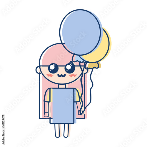 beauty girl with balloons and hairstyle design