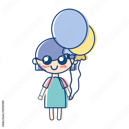 beauty girl with balloons and hairstyle design