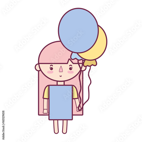 beauty girl with balloons and hairstyle design