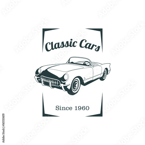 Classic muscle car emblems  high quality retro badge and vintage icon. Design elements for service car repair  restoration and car club  - stock vector