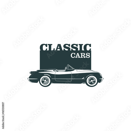 Classic muscle car emblems, high quality retro badge and vintage icon. Design elements for service car repair, restoration and car club  - stock vector