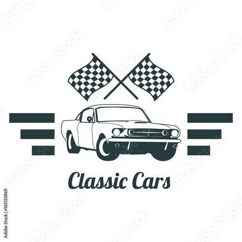 Classic muscle car emblems, high quality retro badge and vintage icon. Design elements for service car repair, restoration and car club  - stock vector