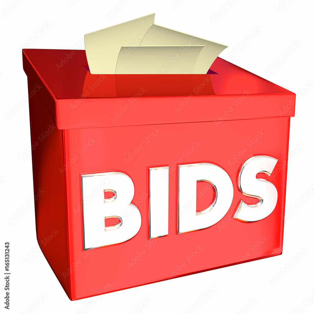 Bids Collecting Vendor Contractor Supplier Pricing Box 3d Illustration Bids Collecting Vendor Contractor Supplier Pricing Box 3d Illustration
