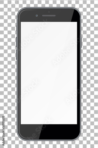 Smart phone with blank screen isolated on transparent background. #165131692