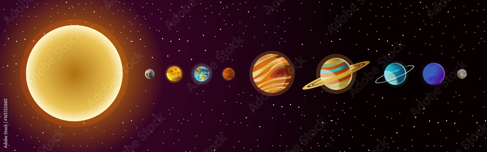 solar system planets and sun - obrazy, fototapety, plakaty 