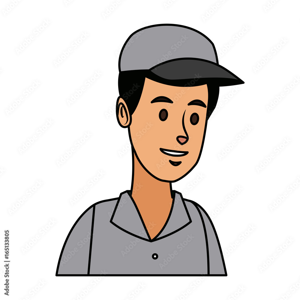 man in uniform of delivery worker character
