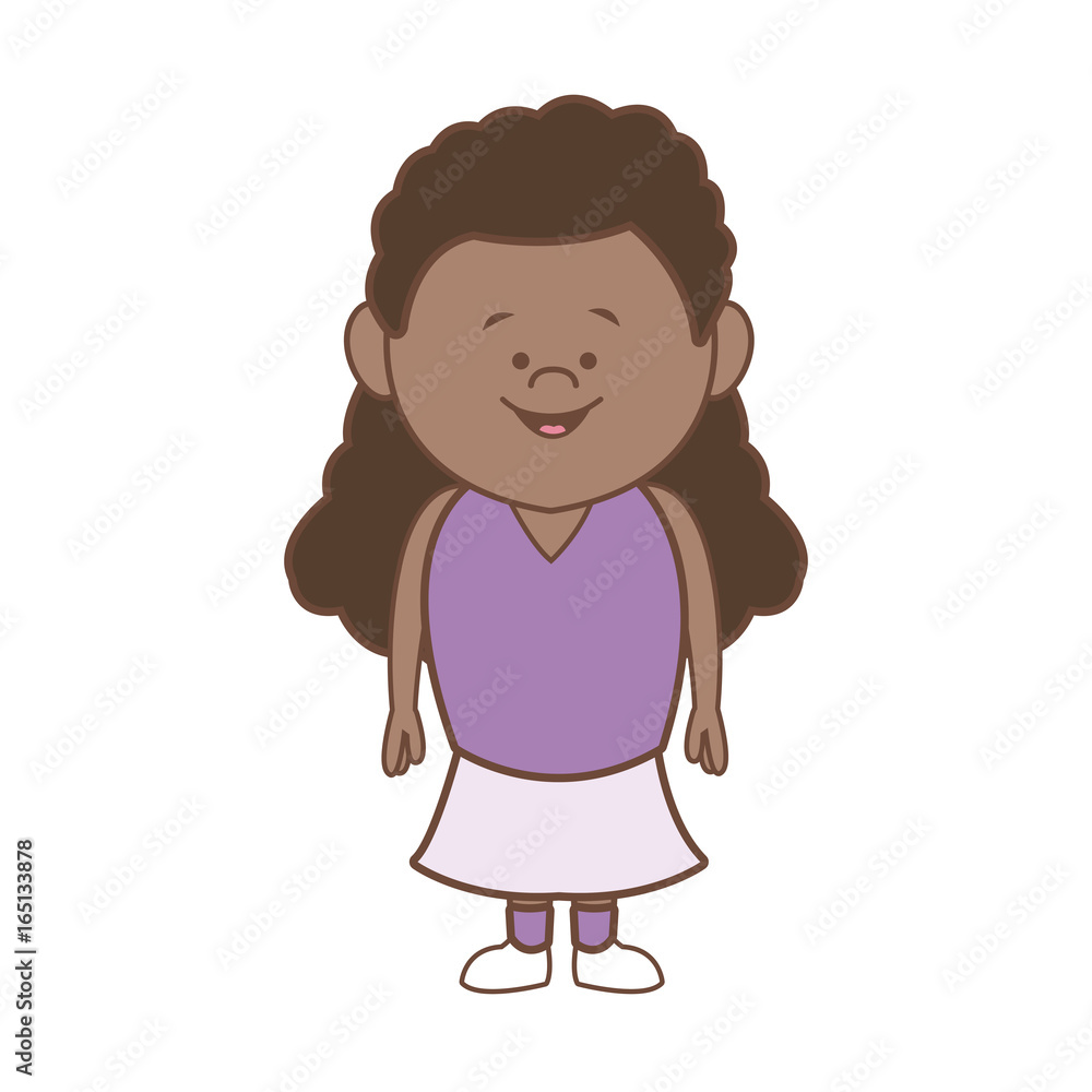 cartoon little girl smile standing character cartoon little girl smile standing character
