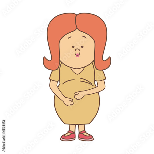 cute pregnant woman caressing her belly