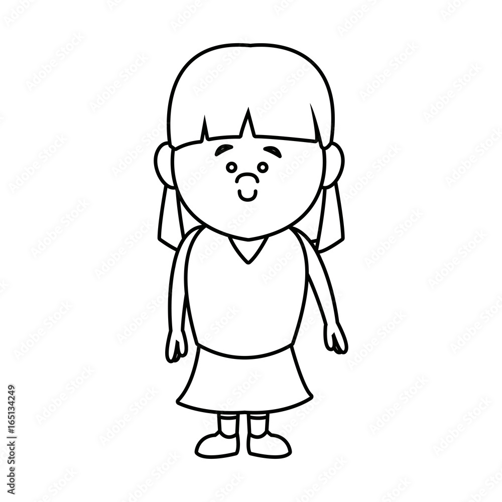 happy little girl character standing infantile people happy little girl character standing infantile people