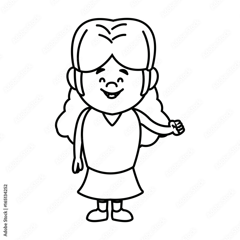 happy little girl character standing infantile people happy little girl character standing infantile people