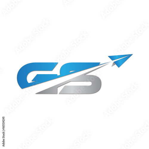 initial letter GS logo origami paper plane