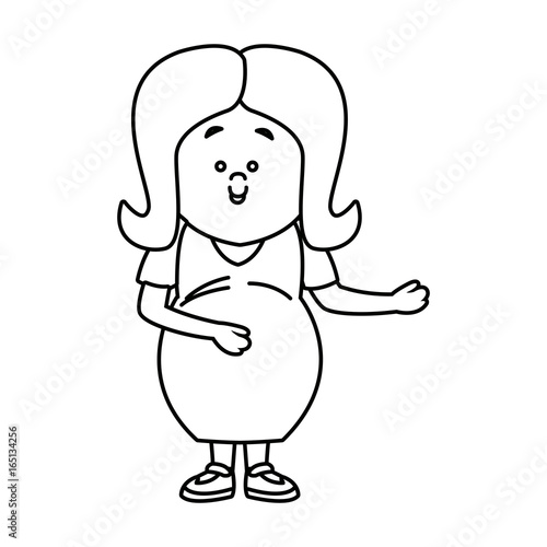 cute pregnant woman caressing her belly