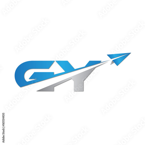 initial letter GY logo origami paper plane