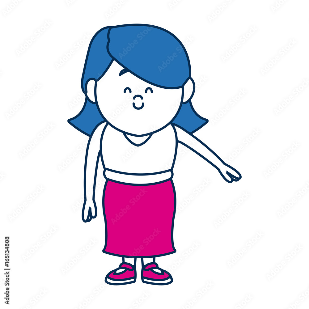 cartoon woman skirt and shirt clothes standing cartoon woman skirt and shirt clothes standing