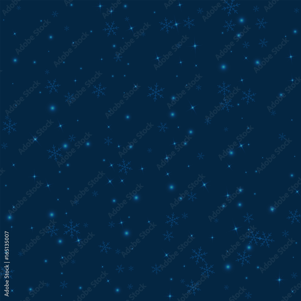 Sparse glowing snow. Scatter vertical lines with sparse glowing snow on deep blue background. Vector illustration. Sparse glowing snow. Scatter vertical lines with sparse glowing snow on deep blue background. Vector illustration.