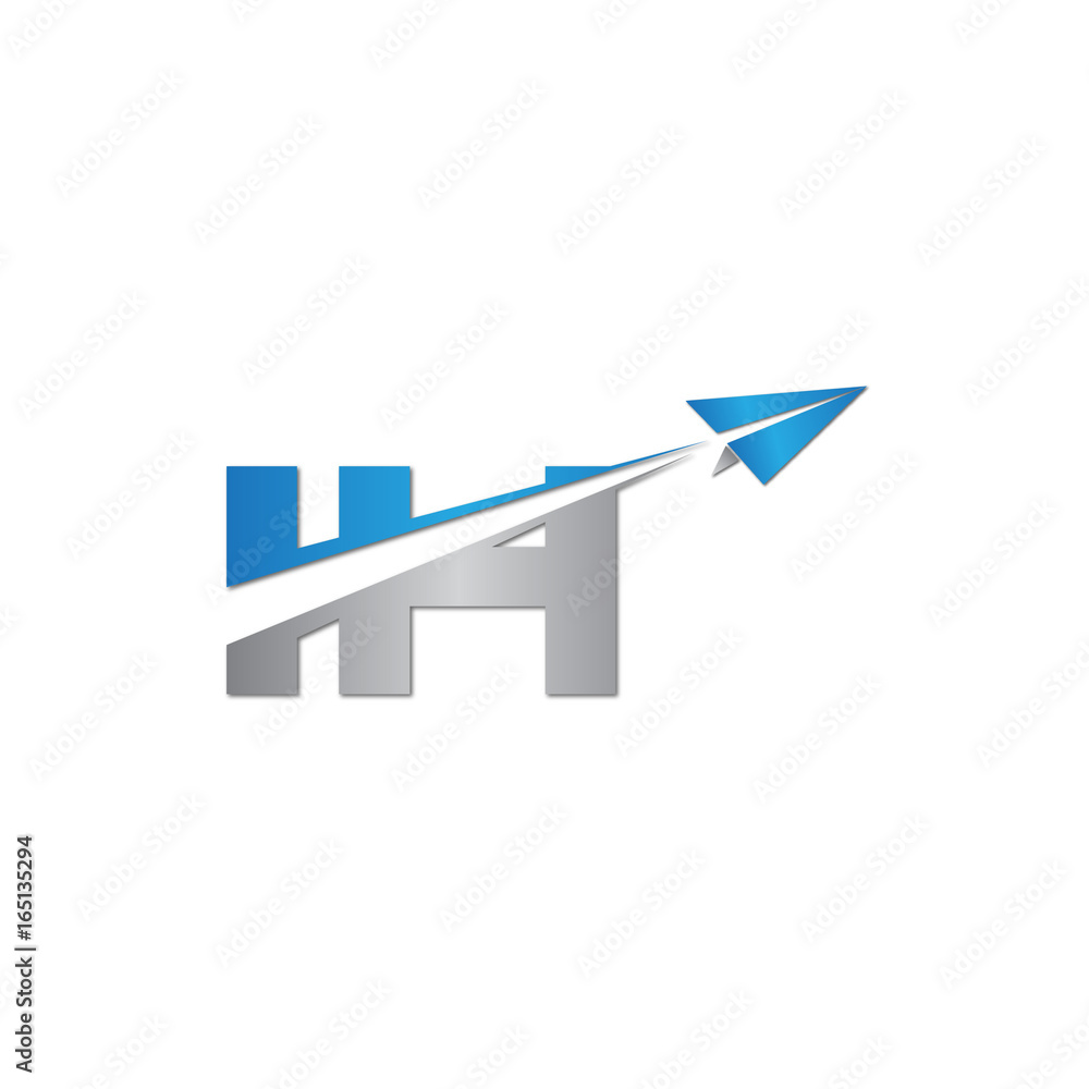initial letter IH logo origami paper plane initial letter IH logo origami paper plane