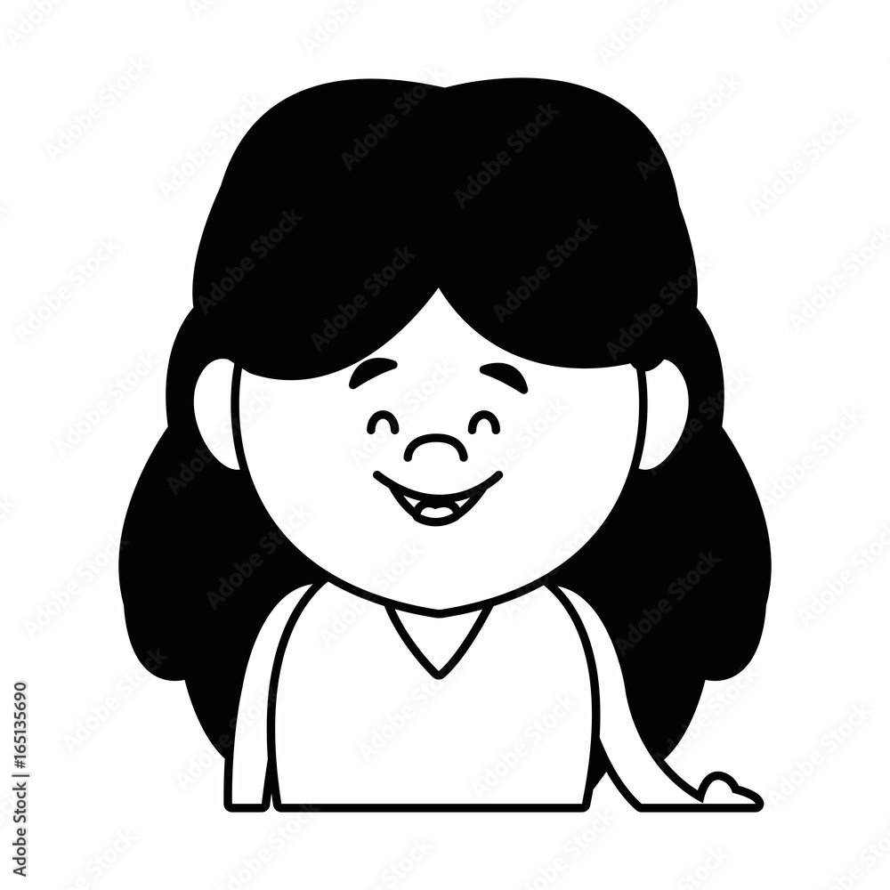 portrait woman female cartoon in monochrome design portrait woman female cartoon in monochrome design