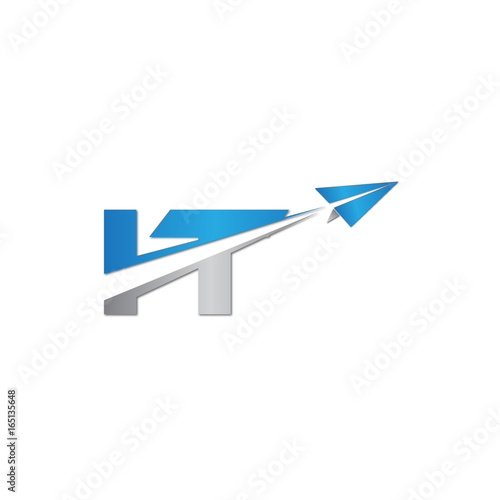 initial letter IT logo origami paper plane