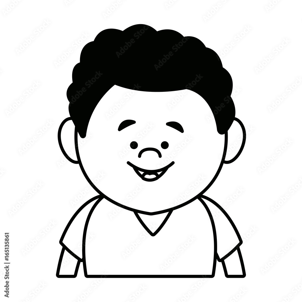 portrait young boy cartoon person front view