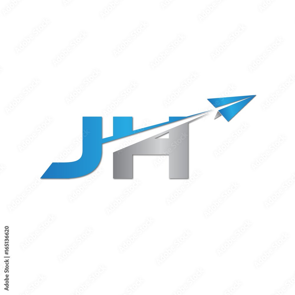 initial letter JH logo origami paper plane initial letter JH logo origami paper plane