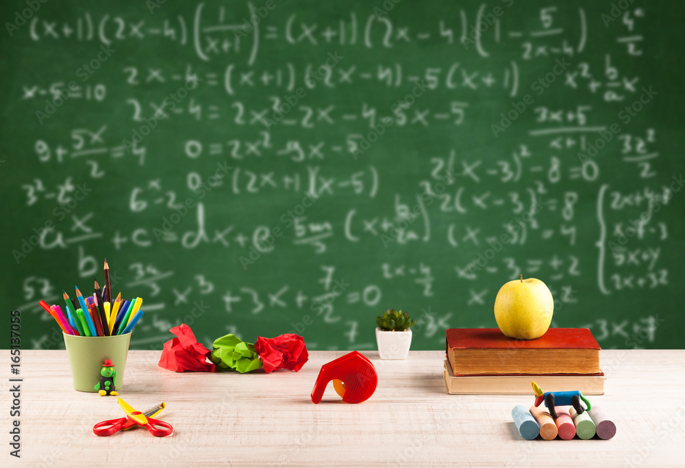 Math class from student school desk Math class from student school desk