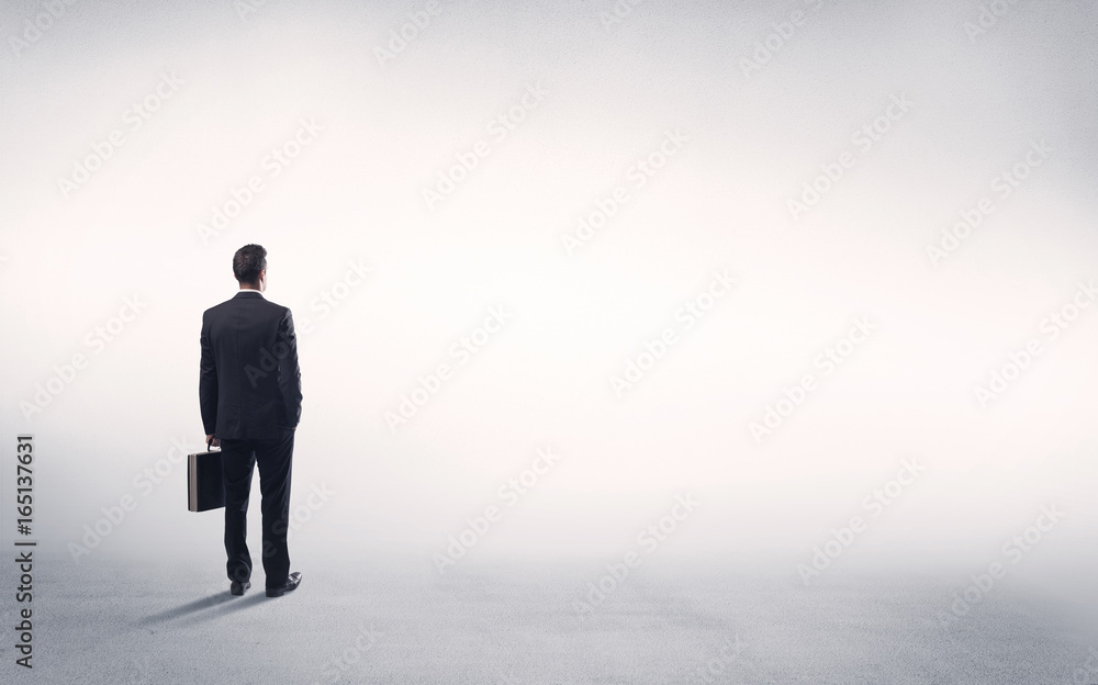 Sales person with empty white background Sales person with empty white background