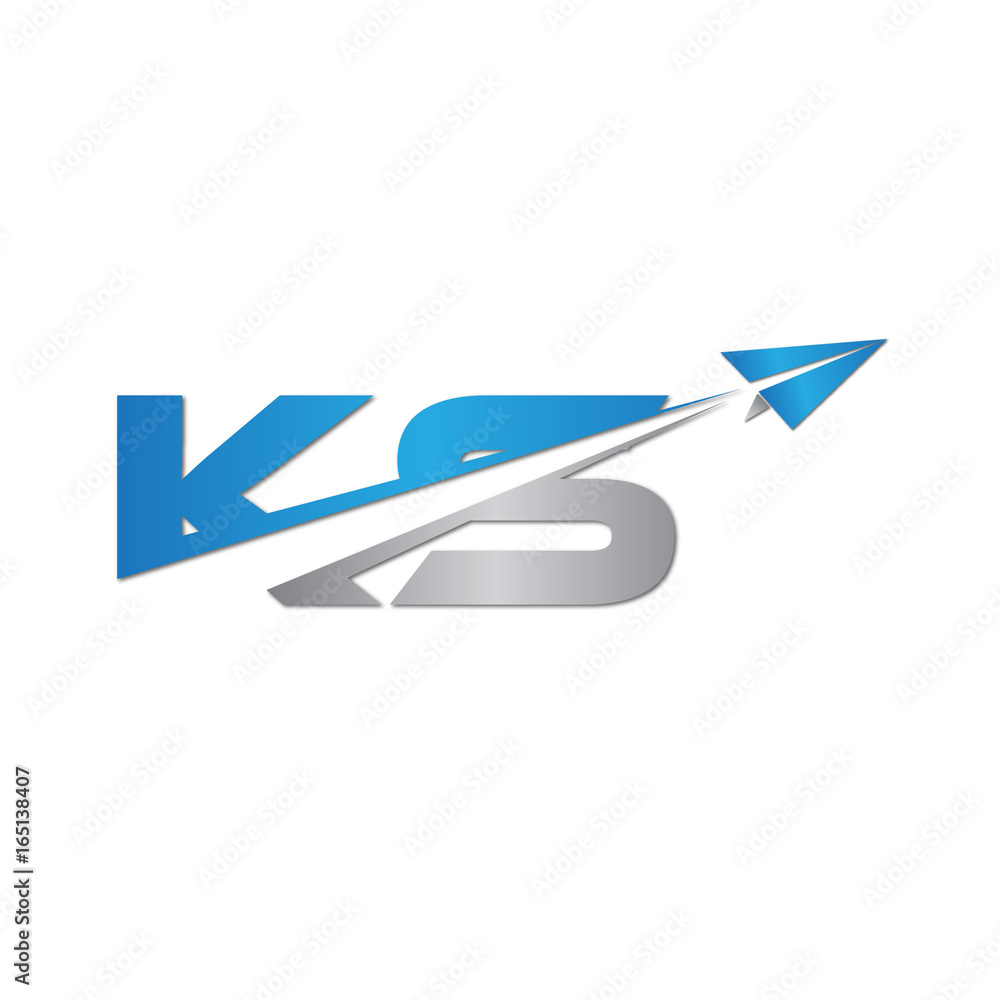 initial letter KS logo origami paper plane