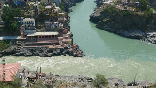 Фотография Confluence of Alaknanda and Bhagirathi rivers to form the Ganga