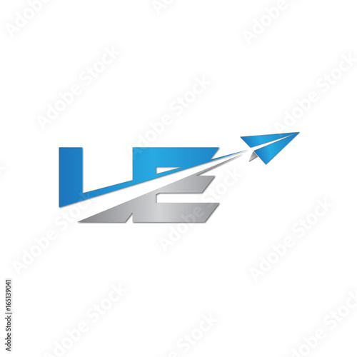 initial letter LE logo origami paper plane