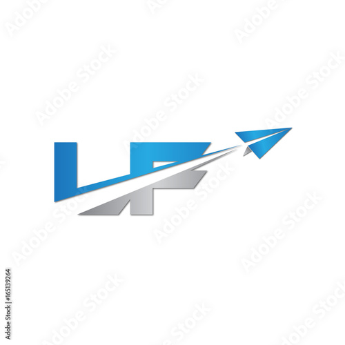 initial letter LF logo origami paper plane