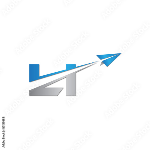 initial letter LI logo origami paper plane