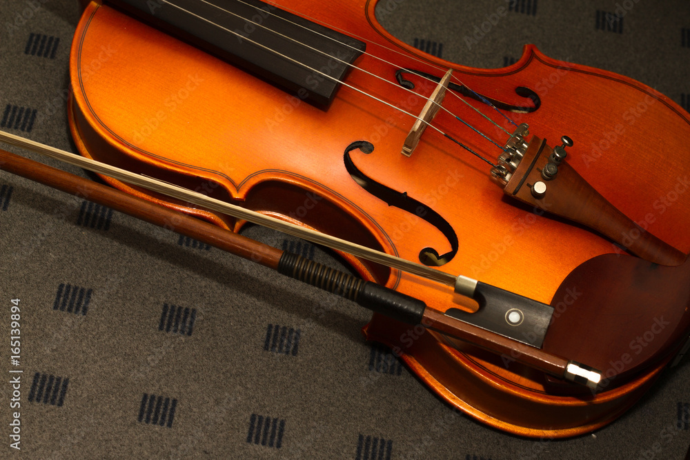 Obraz premium violin in vintage style on wood background