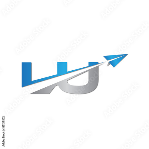 initial letter LU logo origami paper plane