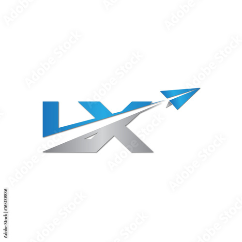 initial letter LX logo origami paper plane
