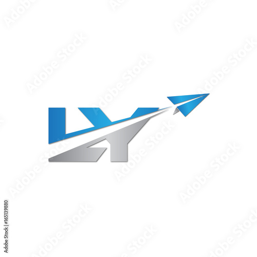 initial letter LY logo origami paper plane