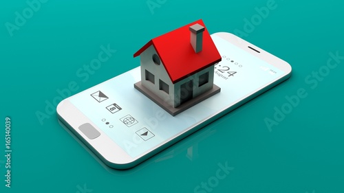 Foto Small house on a smartphone. 3d illustration