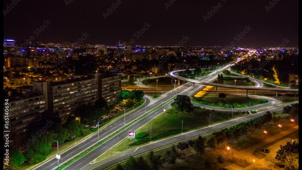 Night city skyline of Zagreb highway Night city skyline of Zagreb highway