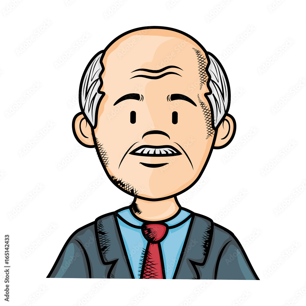 cartoon old man icon over white background colorful design vector illustration