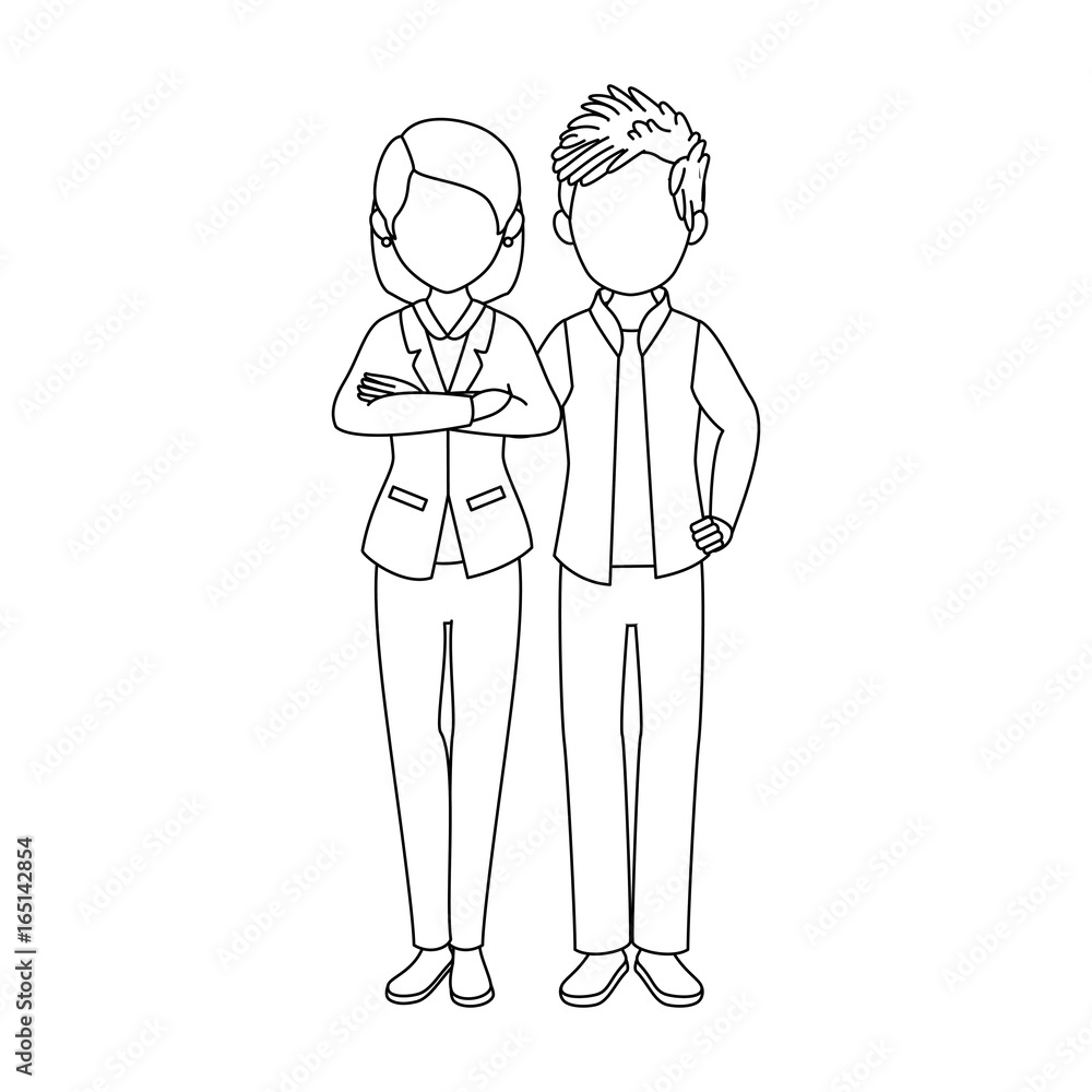 avatar couple with casual clothes icon over white background vector illustration avatar couple with casual clothes icon over white background vector illustration