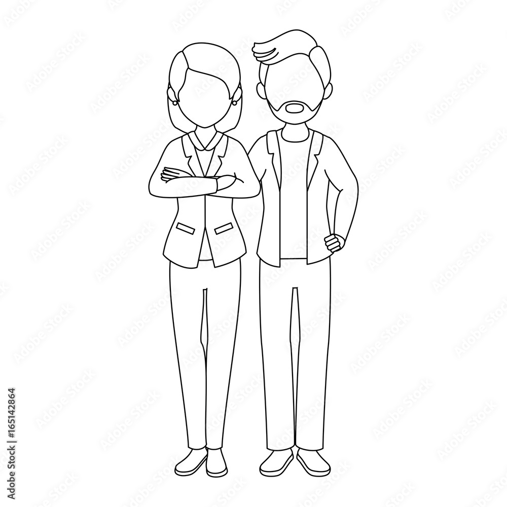 avatar couple with casual clothes icon over white background vector illustration avatar couple with casual clothes icon over white background vector illustration