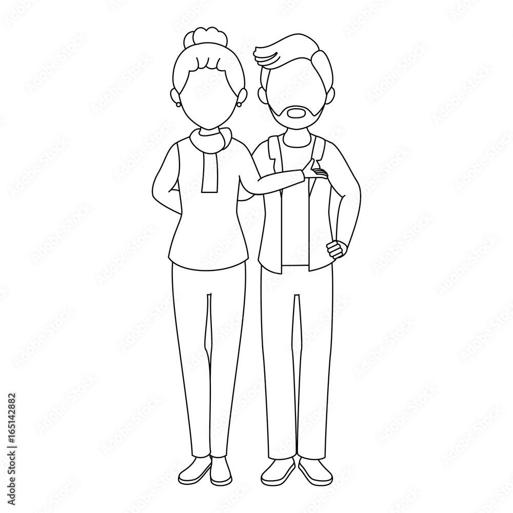 avatar couple with casual clothes icon over white background vector illustration